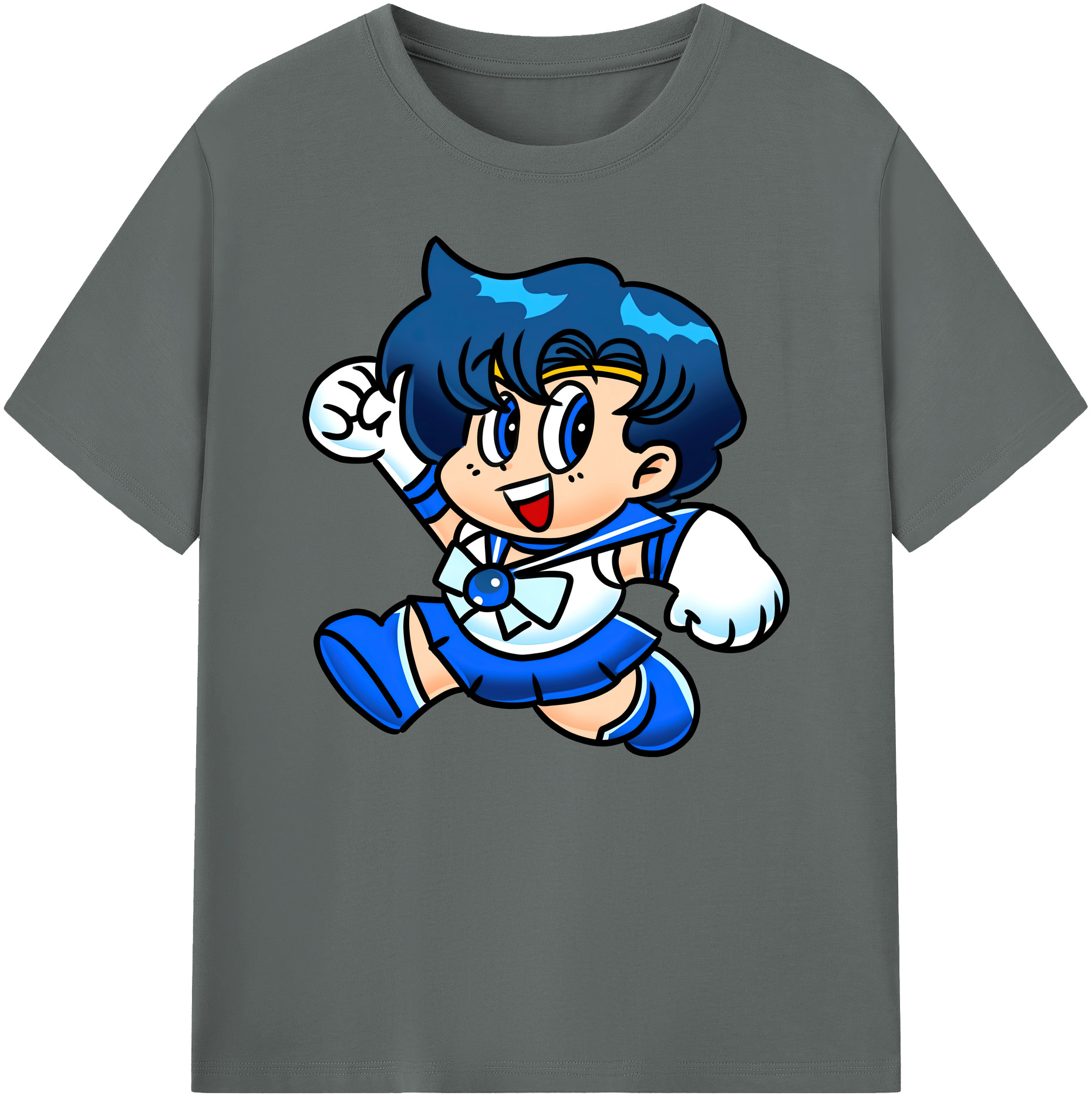 （画像用） 美少女戦士セーラームーン 水野 亜美 みずの あみ Sailor Moon Mizuno Ami 綿100％ メンズ半袖Tシャツ｜肌触りやわらか＆通気性